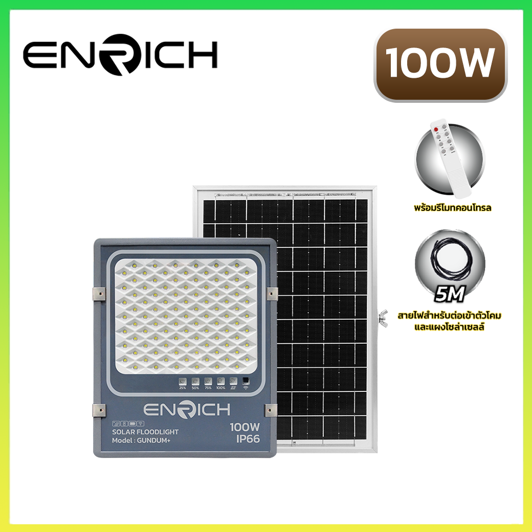 สปอร์ตไลท์โซล่าเซลล์-LED-ENRICH-100W-GUNDAM+