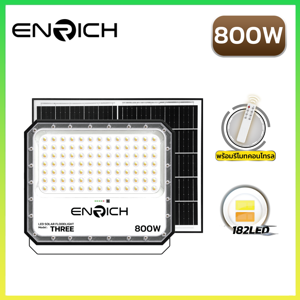 โคมสปอร์ตไลท์โซล่าเซลล์ LED รุ่น THREE 800W