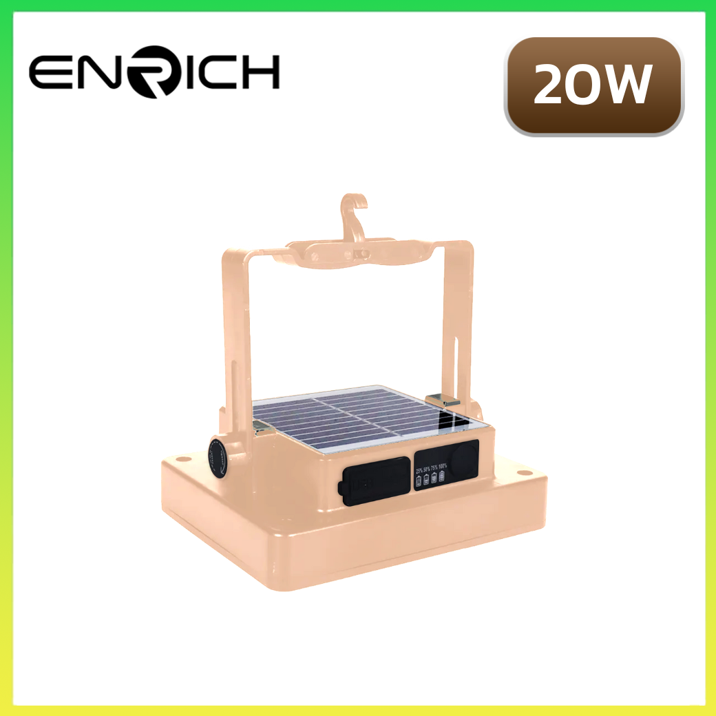 สปอร์ตไลท์โซล่าเซลล์ LED ENRICH SPONGE สีชมพูพาสเทล(สำหรับพกพา) 20W - Image 2