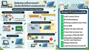 ข้อผิดพลาดเมื่อเลือกซื้อไฟโซล่าเซลล์สปอร์ตไลท์ ข้อผิดพลาดเมื่อเลือกซื้อไฟโซล่าเซลล์สปอร์ตไลท์
